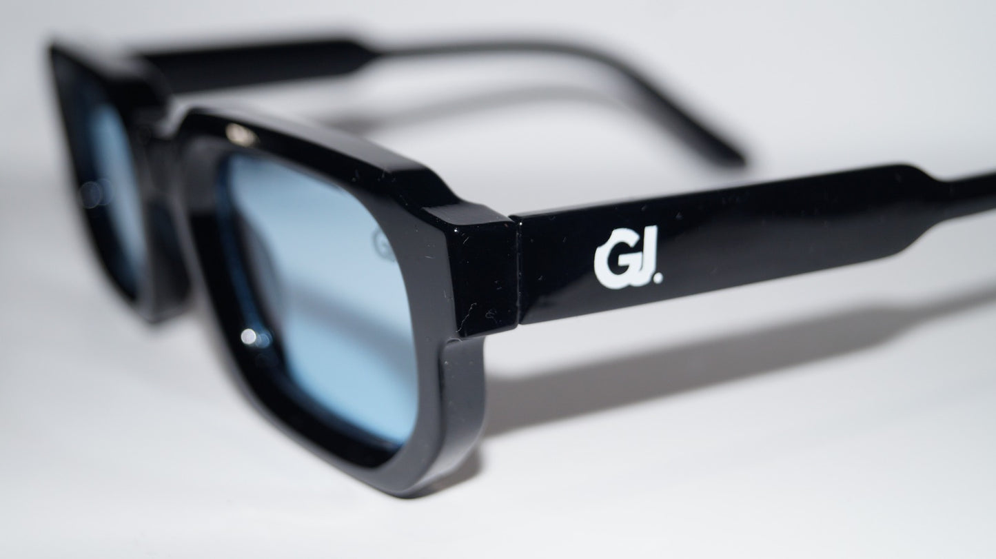 GRANDJOUER® Zeitaku Shades – Black Frame Blue Lens