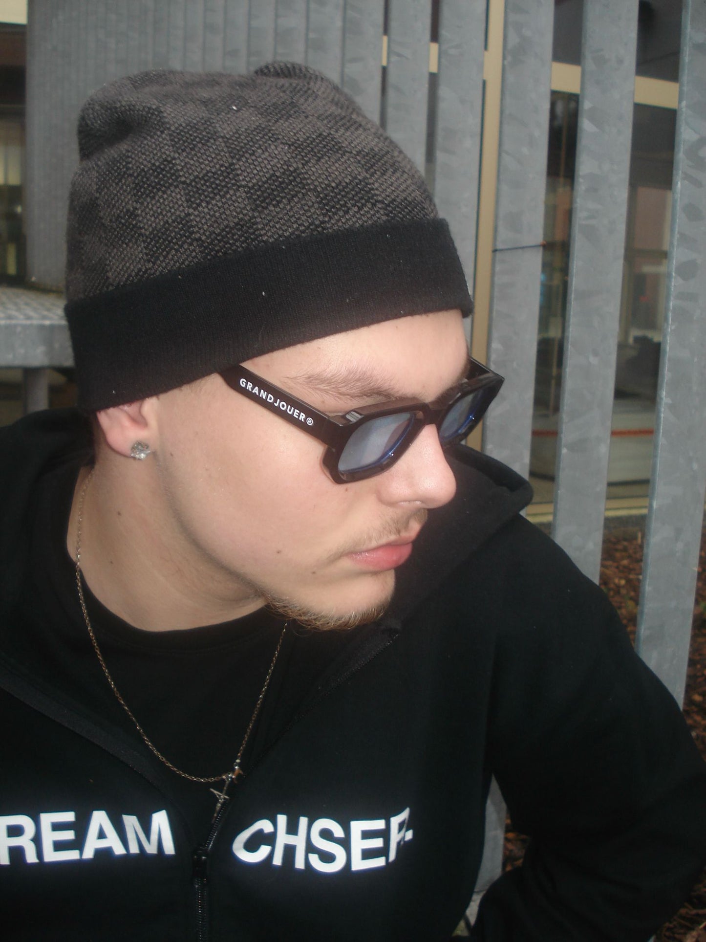 GRANDJOUER® Zeitaku Shades – Black Frame Blue Lens