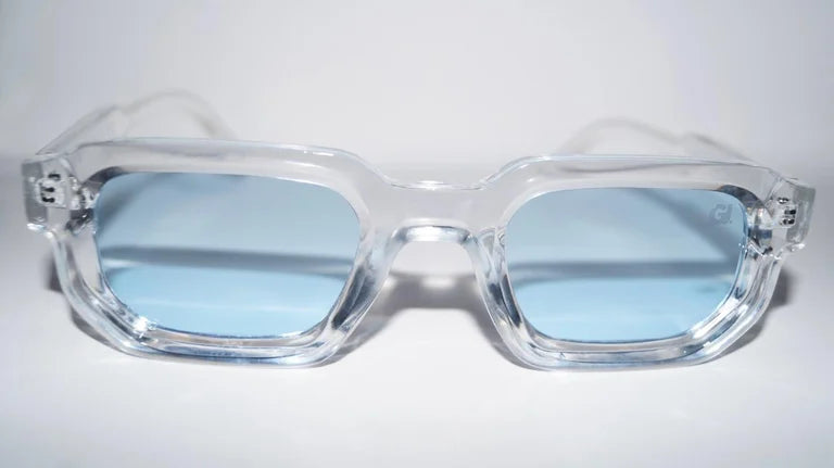 GRANDJOUER® Zeitaku Shades – Clear Frame Blue Lens