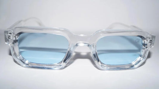GRANDJOUER® Zeitaku Shades – Clear Frame Blue Lens