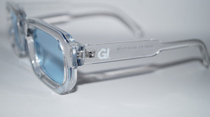 GRANDJOUER® Zeitaku Shades – Clear Frame Blue Lens